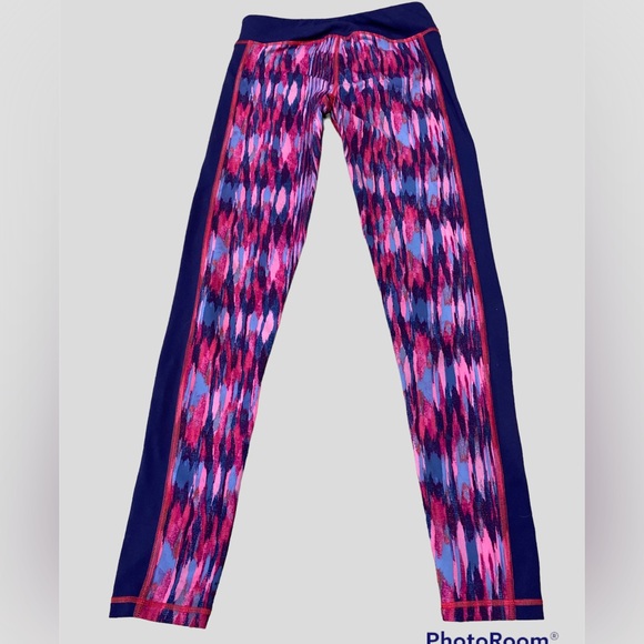Gianni Bini Athletic Compression Leggings Purple & Pink Print Size Medium VGC - Picture 4 of 5